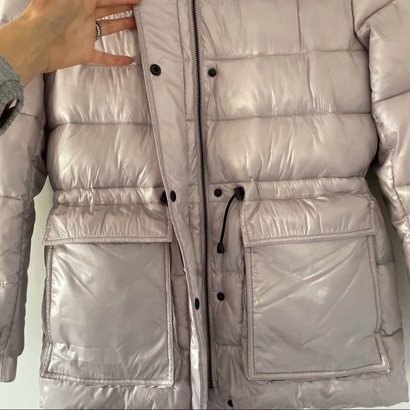 NEW DKNY Hooded Puffer Jacket in Metallic Wren size S - Picture 6 of 12